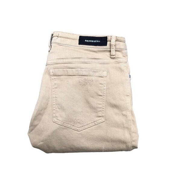 Represent Essential Jeans Knee Destroyer Tan Size 32 - Picture 5 of 10